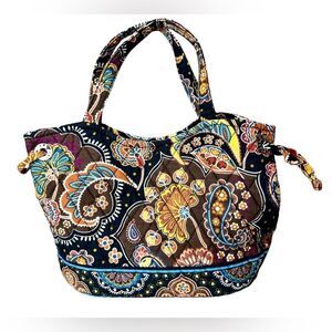 Vera Bradley Quilted "Kensington" Sherry Handbag Tote Brown Paisley Earth Tones‎